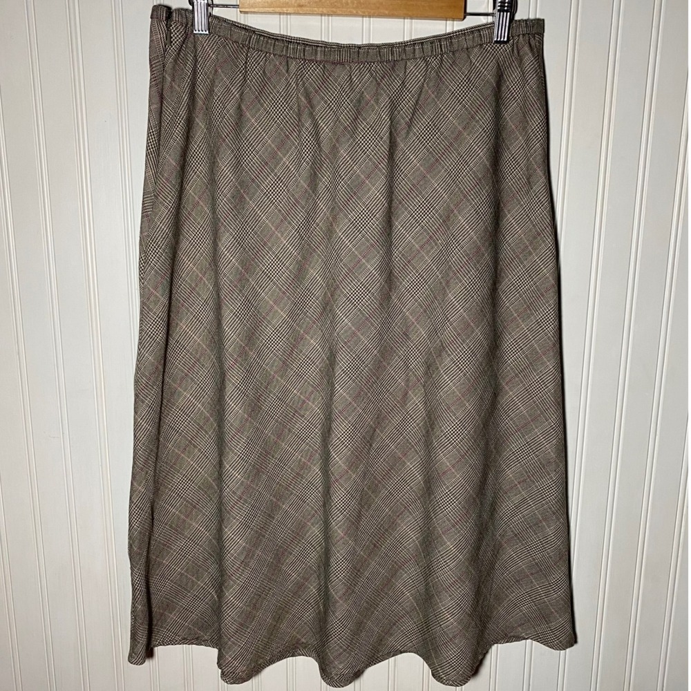 Vintage Academia Brown Plaid Midaxi Skirt Embroidered Autumnal Preppy - 14 - Picture 6 of 12